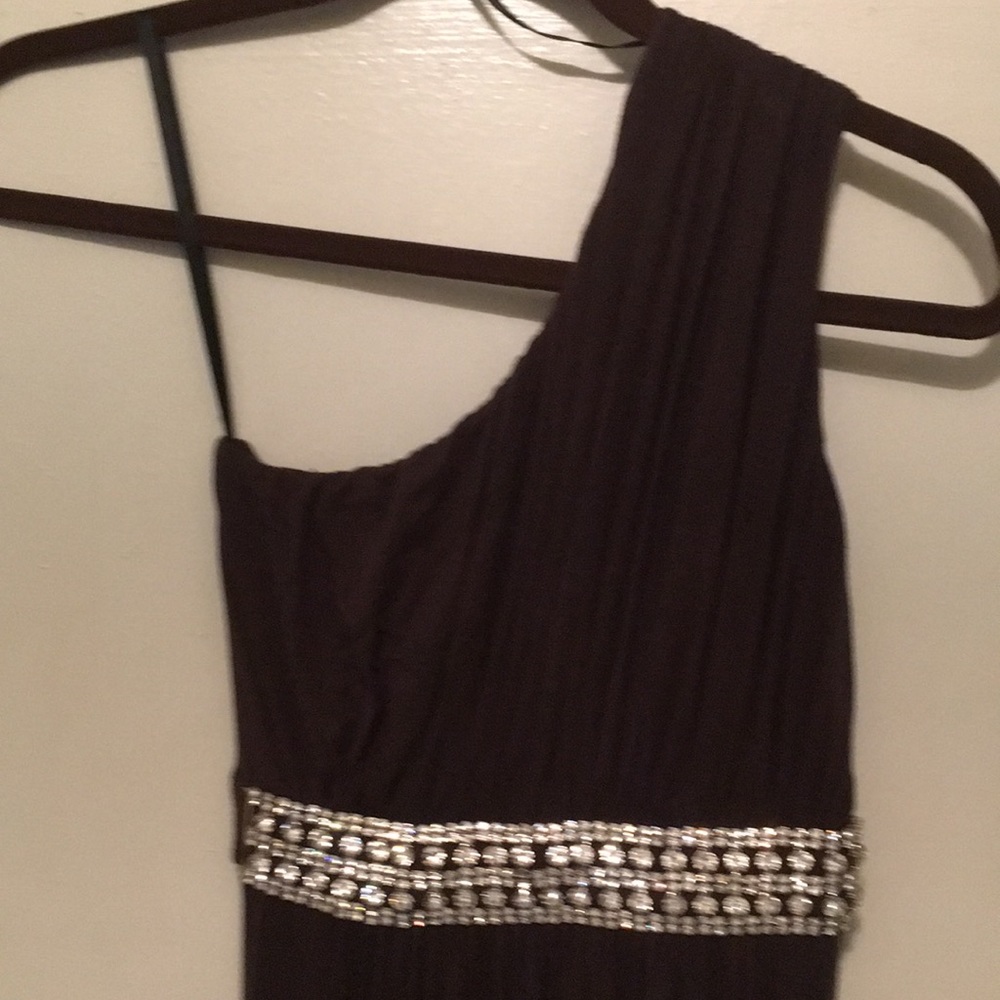 Sky Chocolate Brown One Shoulder Evening Gown.
